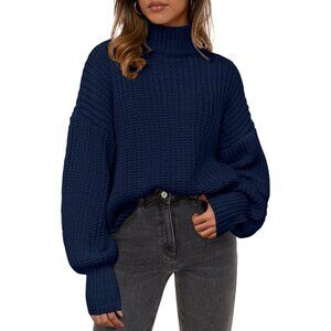 Fashionable Women's Oversized Sweater - Chunky Knit Turtleneck for Winter Warmth